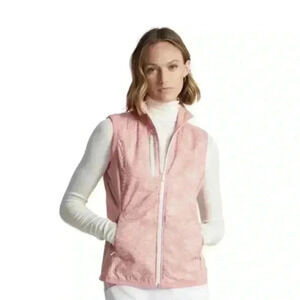 RLX Golf Ralph Lauren Women's Pink White Sleeveless Full-Zip Vest NWT $178 S